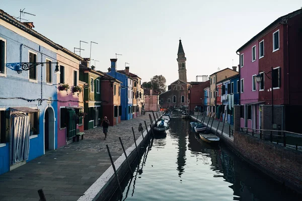 Casas Colores Brillantes Burano Murano Calles Venecia Italia —  Fotos de Stock