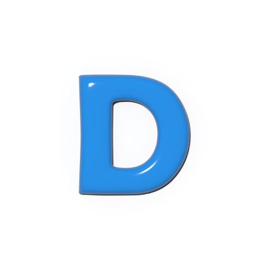 Parlak mavi bir renkte oluşturulan 'D' harfi, harfin düz kıvrımlarını ve şeklini vurgulayan temiz beyaz bir arkaplan üzerinde izole edilmiştir.