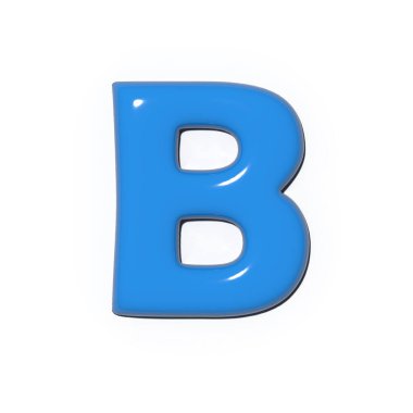 Bu, mavi harfli B harfinin bir resmi. Bu dijital canlandırma, eğitim amaçlı kullanım için ideal beyaz bir arkaplan karşısında basit bir izole karakteri gösterir.