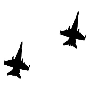 Görüntüde iki siluetli savaş jeti yer alıyor. Beyaz bir zemine karşı konumlandırılmış. Uçak, dinamik bir şekilde uçuş hızını ve askeri hünerlerini yakalıyor..
