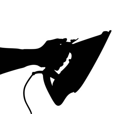 Beyaz Arkaplanda El Tutma Elektrik Ütüsünün Silüeti