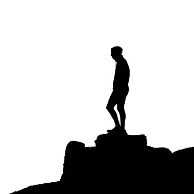 Rocky Cliff 'te Duran Adamın Silueti