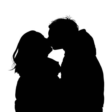 siluet çift öpüşme