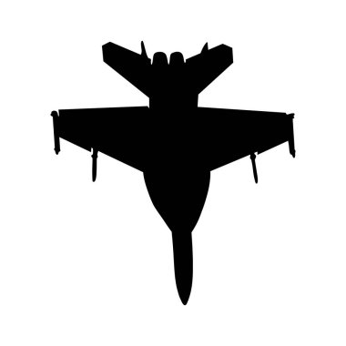 Aşağıdan görünüşlü askeri savaş uçağı silueti.