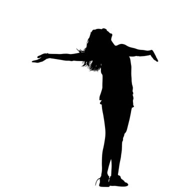 Kollarını açmış, ayakta duran bir kadın silueti.