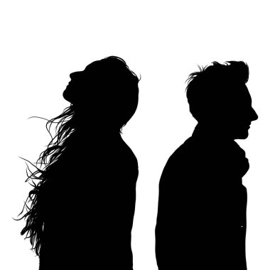 Birbirlerinden Uzakta Yüzleşen Erkek ve Kadın Silueti