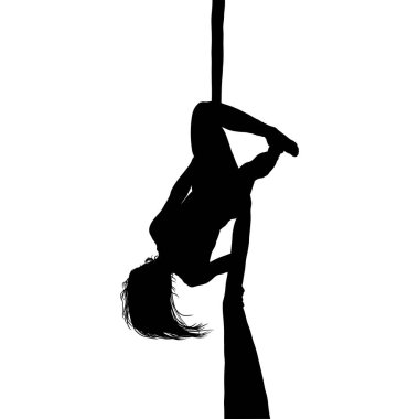 Hava İpekleri Akrobasisi Yapan Kadın Silueti