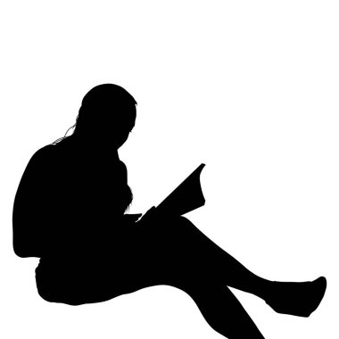 Not Defterinde Oturan ve Yazan Kadın Silüeti İllüstrasyonu
