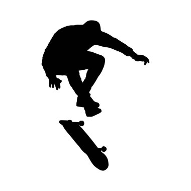 Rampada Genç Adam Kaykayının Silueti