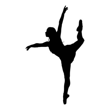 Şık Bale Pozu 'nda Kadın Bale Dansçısı Silueti