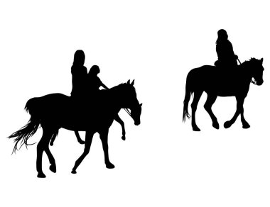 İki At Binicisi ve Çocuk Atlı Kadın 'ın Silueti