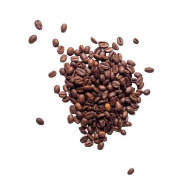 Şeffaf bir arka planda dağınık ve izole bir kahve çekirdeği yığını. Görüntü kahve ile ilgili ambalaj, menüler ve markalaşma tasarımları için idealdir, kesme biçimi nedeniyle çeşitli yaratıcı projelere kusursuz bir entegrasyon sağlar