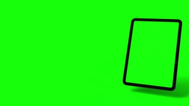 Uygulama reklamları, modeller, vitrinler, mobil web siteleri sunumları için şeffaf telefon ekranı ve beyaz arkaplan içeren animasyon tableti.