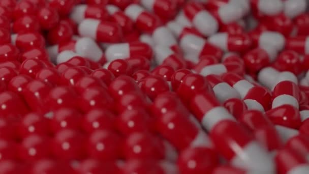 Médical Pilule Animation Production Pilules Rouge Blanc Dans Une Machine — Video