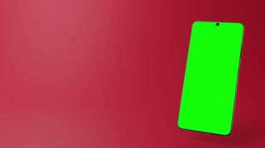 Krom anahtarlama için yeşil ekranlı modern android akıllı telefonunun 3 boyutlu animasyonu. Yüksek kalite 4k görüntü