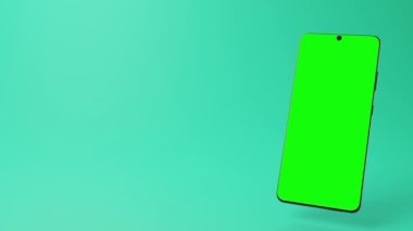 Krom anahtarlama için yeşil ekranlı modern android akıllı telefonunun 3 boyutlu animasyonu. Yüksek kalite 4k görüntü