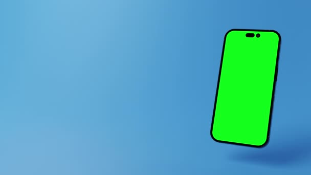 Nowoczesny Smartfon Spada Ramce Góry Zielonym Ekranem Wyświetlaczu Umieszczania Treści — Wideo stockowe