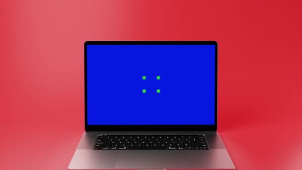Powiększ Animację Smukłego Nowoczesnego Laptopa Chromakey Trackingpoints Dla Treści Przed — Wideo stockowe