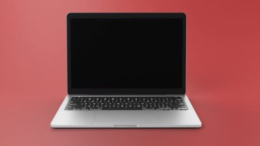 Modern dizüstü bilgisayar çerçeveye kayar ve uygulama vitrinleri, web sitesi modellemeleri veya reklam materyalleri yerleştirmek için yeşil ekranla açılır. Yüksek kaliteli Full HD görüntüler.
