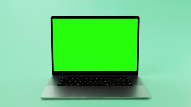 Animáció Modern Notebook Zöld Képernyőn Látható Chroma Keying Kiváló Minőségű — Stock videók