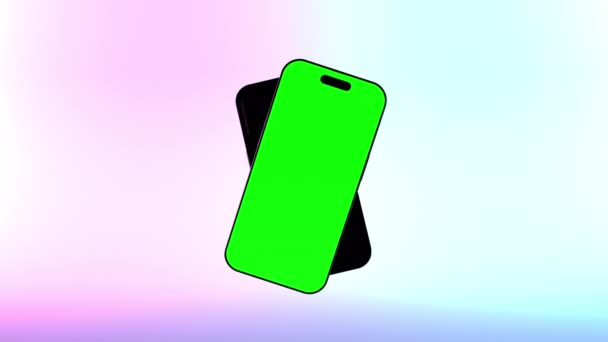 Geanimeerde Smartphone Met Groen Scherm Voor Kleurrijke Achtergrond Voor Advertenties — Stockvideo