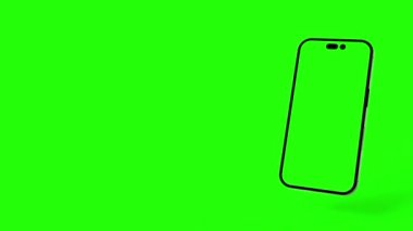 Uygulama modelleri, reklamlar, açıklayıcı videolar gibi içerik yerleştirme için yeşil ekranlı modern akıllı telefon. Yüksek kalite 4k görüntü