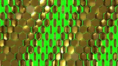 Altın altıgen dalga arka planı ve krom anahtarı. Yüksek kalite 4k görüntü