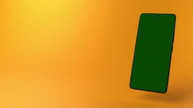 Krom anahtarlı modern akıllı telefon. Kopyalama uzayı ile akıllı telefon 3 boyutlu animasyon. Yüksek kalite 4k görüntü