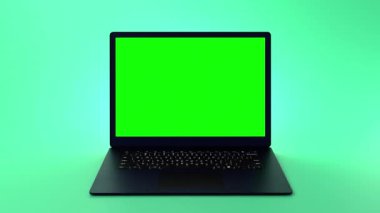 Web sitesi modellemeleri, uygulama vitrinleri vs. için yeşil ekranlı modern ince dizüstü bilgisayar. Yüksek kalite 4k görüntü