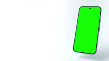 Beyaz arkaplanlı, krom anahtarlı modern mavi android telefon. Yüksek kalite 4k görüntü