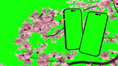 Smartphone Spring Mockup Animaiton. Yüksek kalite 4k görüntü