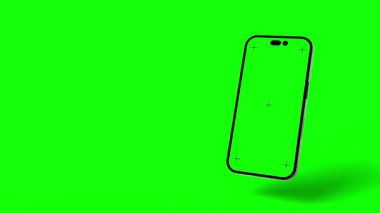 Kopyalama alanı ve kromatonlu üç boyutlu akıllı telefon portresi ve manzara animasyonu. Yüksek kalite 4k görüntü