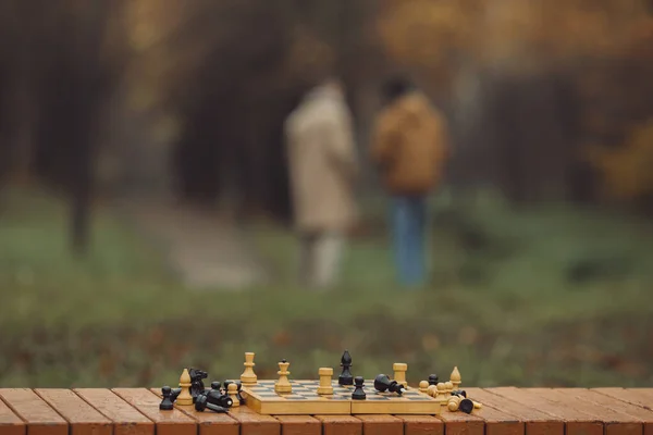 Chess Checkmate Completed Game Chess Autumn Park — Stock Photo, Image