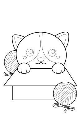 Sevimli Kedi Yavrusu Hayvan Evcil Hayvanı Çocuklar ve Yetişkinler için Renklendirme Etkinliği 