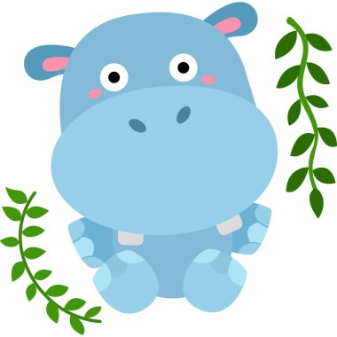 Şirin Hayvan Hippo Hippopotamus Memeli Nehri Çizgi Film Çizim Vektörü Clipart Yapıştırma Arkaplanı Dekorasyonu