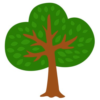Doğa Bahçesi Ağaç Ormanı Çizgi Film Gösterim Vektörü Clipart Çıkartması