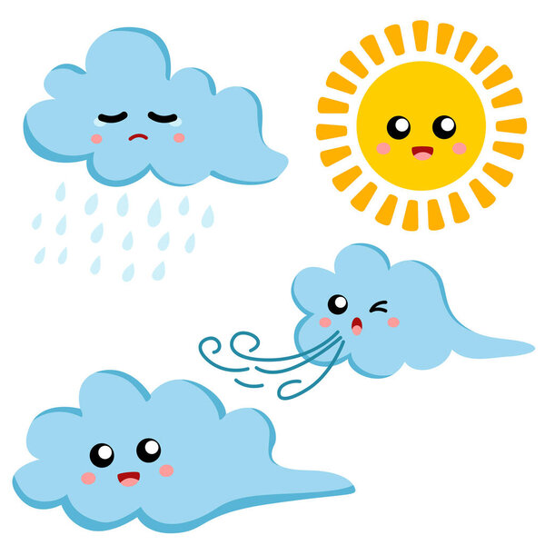 Cloud Weather Cartoon Nature Illustration Vector Clipart Sticker