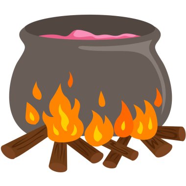 Firepot Sihirli Hayal gücü Çizgi Film Çizim Vektörü Clipart Yapıştırıcısı
