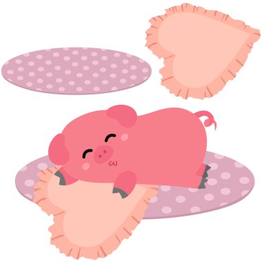 Pink Pig in Love Valentine Animal Background Decoration Cartoon Illustration Vector Clipart Sticker