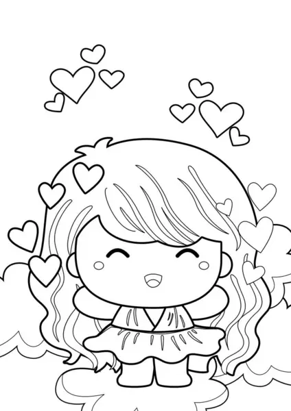 Cute Cupid Love Kids Valentine Cartoon Coloring Pages Activity for Kids and Adult
