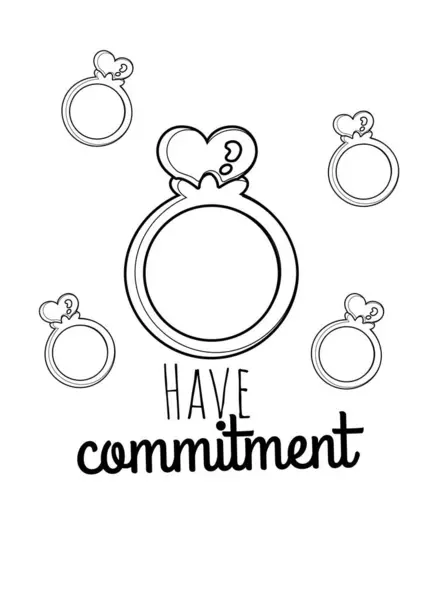 Valentine Act Love Have Commitment Ring Jewelry Cartoon Coloring Activity — Stock Vector