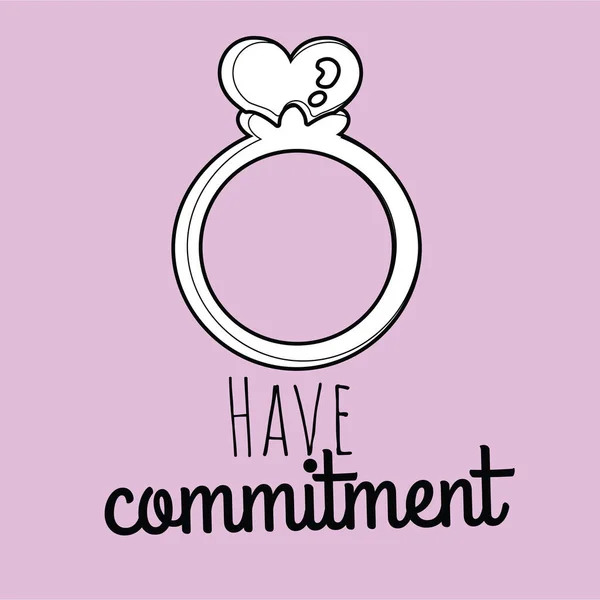 Valentine Act Love Have Commitment Ring Jewelry Cartoon Digital Stamp — Stock Vector