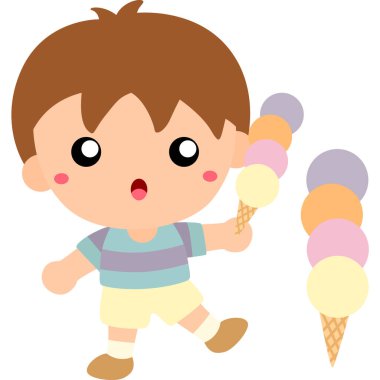 Şirin Renkli Çocuklar ve Dondurmacı Şekerlemeleri Çizim Filmi Vektörü Clipart Çıkartma Arkaplanı Dekorasyonu