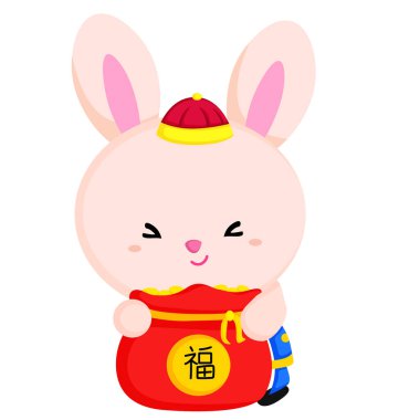 Şirin Tavşan Çin Yeni Yıl Aksesuarları Çizgi Film Çizimi Vekil Clipart Çıkartma Dekorasyonu