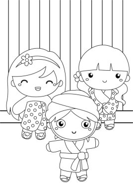 Çocuklar ve Yetişkinler için Güzel ve Sağlıklı Vücut Çocukları Çizgi Film Boyama Etkinliği İçin Tatlı Kız Tedavi Yapıyor Spa Günü Masajı