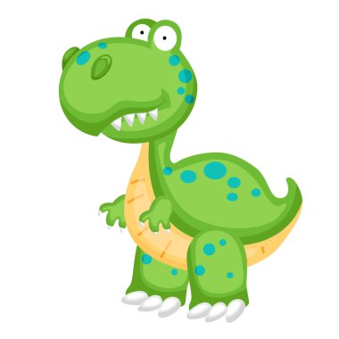 Şirin Tryannosaurus Trex Vahşi Dinozor Çizgi Film Vektörü Clipart Çıkartma Arkaplan Dekorasyonu