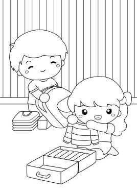 Seyahat için toplanan sevimli çocuklar bayram etkinliği çocuklar ve yetişkinler için çizgi film boyama