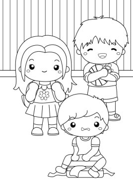 Seyahat için toplanan sevimli çocuklar bayram etkinliği çocuklar ve yetişkinler için çizgi film boyama