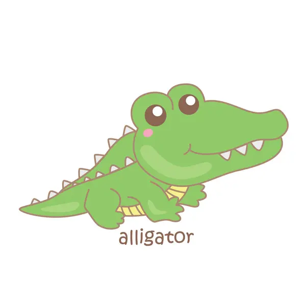 stock vector Alphabet A For Alligator Vocabulary School Lesson Cartoon Illustration Vector Clipart Sticker Decoration
