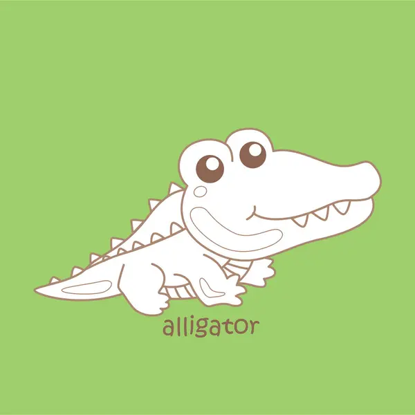 stock vector Alphabet A For Alligator Vocabulary School Lesson Cartoon Digital Stamp Outline